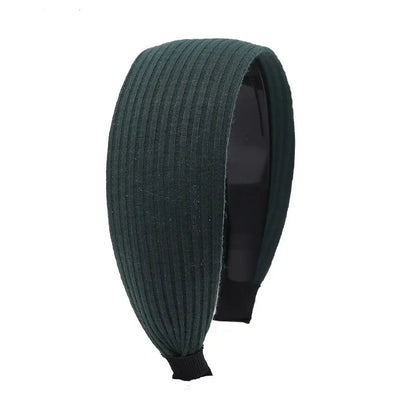 Wide-Brimmed Non-Slip Headband Women's Short Hair Simple Hair Clip Cover Gray Hair Fashion Temperament Hair Pressing Headwear B dark green