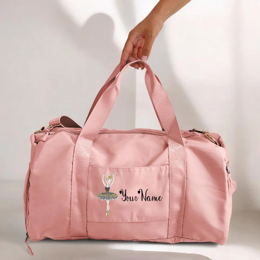 Personalized Dance Name Bags Ballerina Storage Bag Custom Girls Duffle Bag Dance Travel Luggage Bag Birthday Gift for Dancer Kid design 1