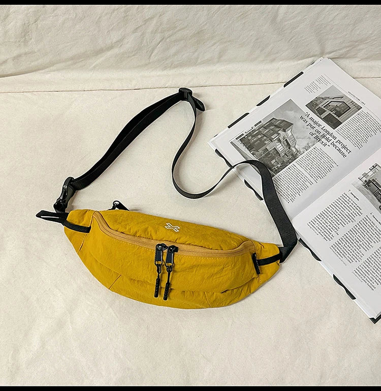 Casual Waterproof Chest Bags Large Capacity Crossbody Bags Korean Fashion Waist Bag Fanny Pack for Women Men's Travel Bag Banana