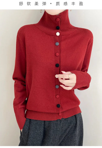 2024 New Cashmere Cardigan Women Long Sleeve Sweaters Cashmere Cardigan Autumn Winter Women Knitwear Fashion Coat