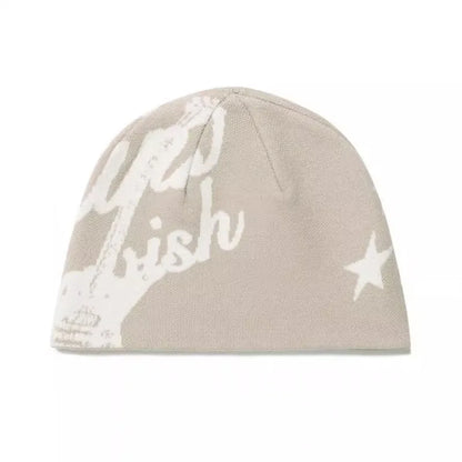Women's Beanie Korean Wnter Knit Hip Hop Vintage Gothic Kpop Y2k Hats Streetwear Wool Caps Fashion Aesthetic Unisex Accessories Beige One Size