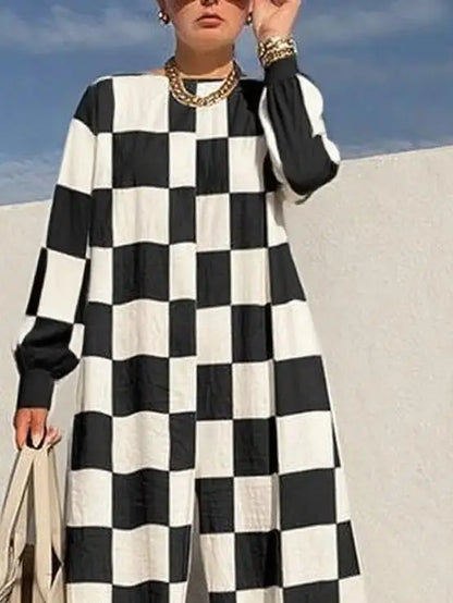 Modigirl Stylish Classic Plaid Loose Wide Leg Jumpsuit Female 2025 Spring Fall Long Sleeves Pant One Piece Romper Jumpsuit Woman Badiee Stylez