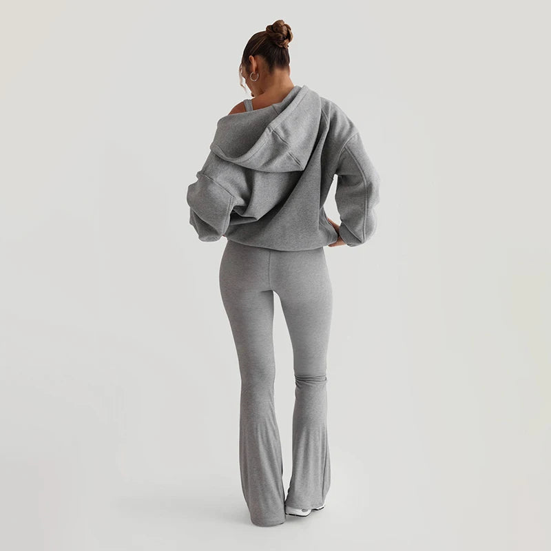 CUTENOVA Women's Slim Solid color Micro Flare Casual Pants basic Fashion Sexy Sports Jogging Trousers Chic Floor Length Bottoms