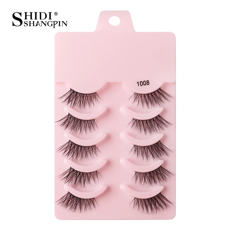 SHIDISHANGPIN 5/10Pairs False Lashes Cat Eye Eyelashes Eyelash Extension 3D Mink Half Lashes Natural Makeup faux Cils maquiagem 5 Pairs 1008