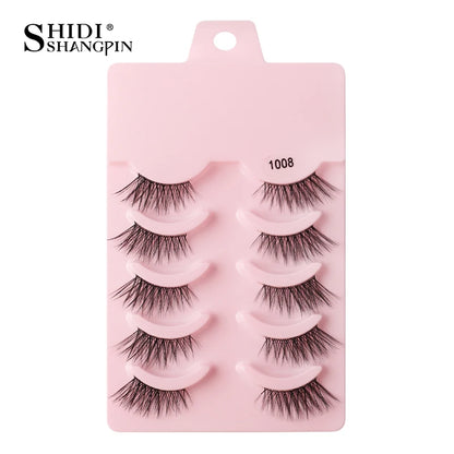 SHIDISHANGPIN 5/10Pairs False Lashes Cat Eye Eyelashes Eyelash Extension 3D Mink Half Lashes Natural Makeup faux Cils maquiagem 5 Pairs 1008