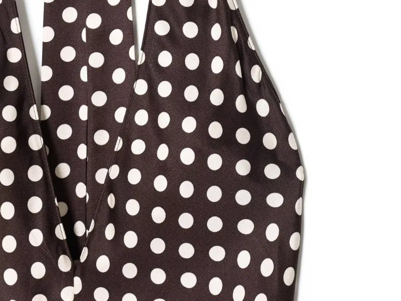 Trendix Polka Dot Print Backless Dress Women Summer Sexy Deep V Neck Sleeveless Off Shoulder Maxi Dresses Elegant Evneing Dress