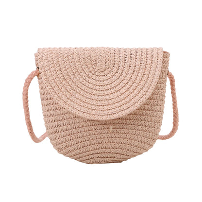 Flip children's Bag Cute Grass Woven Handbag Little Girl Crossbody Fashion Cute Zero Wallet Summer Beach Shoulder Bags