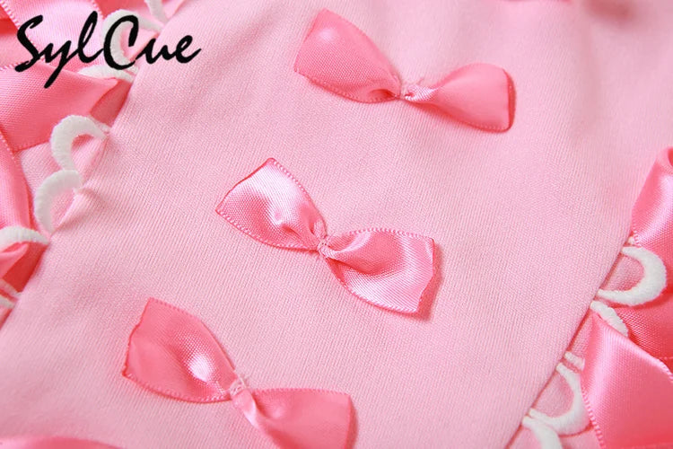 Sylcue Pink Sweet Cool Sexy Tight All-Match Femininity Charm Gorgeous Outer Wear Women'S Street Personality Drawstring Vest