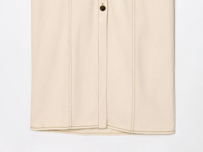 ETJ 2025 summer new TRAF women's elegant fashion waist pleated V-neck short-sleeved temperament denim MIDI dress