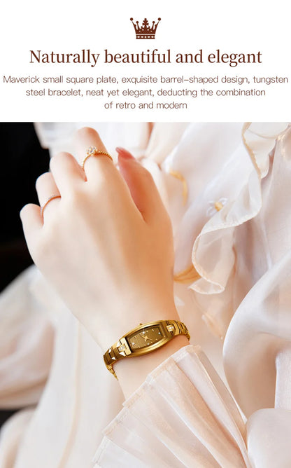 OLEVS Gold Tungsten Steel Women Watches Ultra-thin Luxury Fashion Ladies Waterproof Quartz Watch Relogio Feminino Reloj 2025