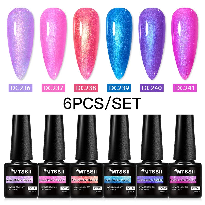 6PCS/SET Glitter Bright Pink Peach Gel Nail Polish Kit Spring Colorful Semi Permanent Soak Off Art UV Gel Varnish For Manicure ZH23591
