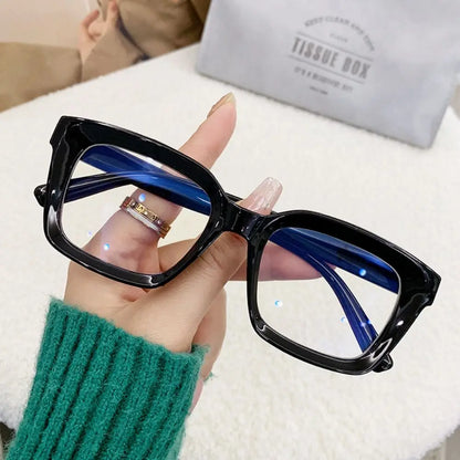 2024 Oversized Square Glasses Anti Blue Light Glasses Large Frame Myopia Glasses Flat Light Glasses Transparent Eyeglasses Badiee Stylez