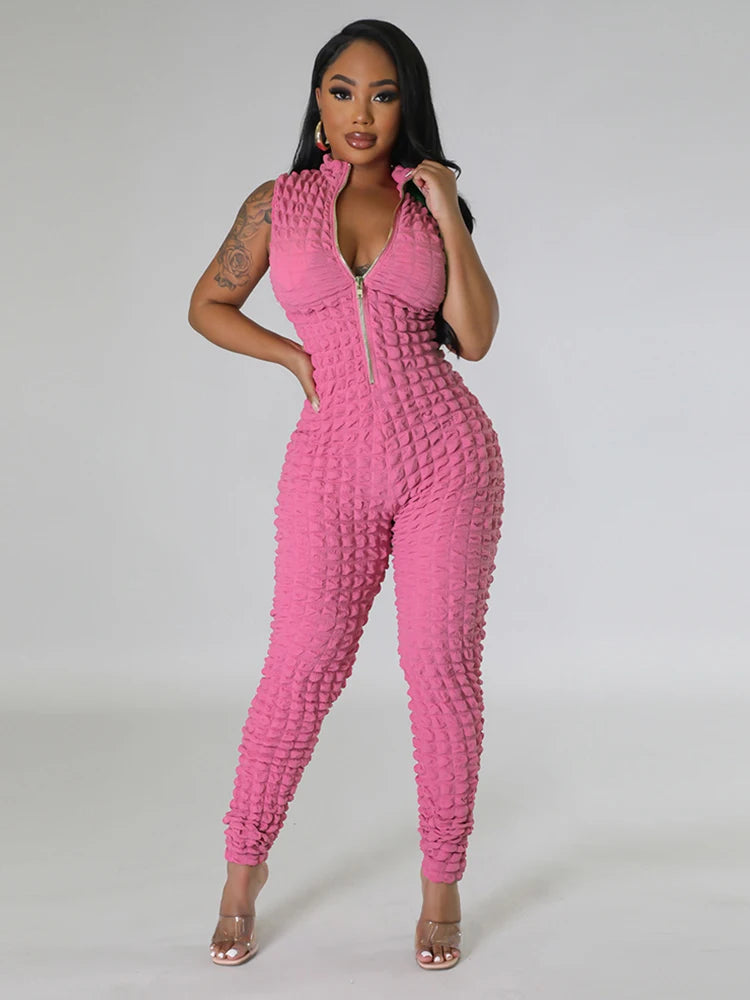 Sleeveless Zip Up Jumpsuit Women Chic and Elegant Woman Jumpsuit Sexy Tight Jumpsuit Full Body Ladies Wholesale Dropshipping Badiee Stylez