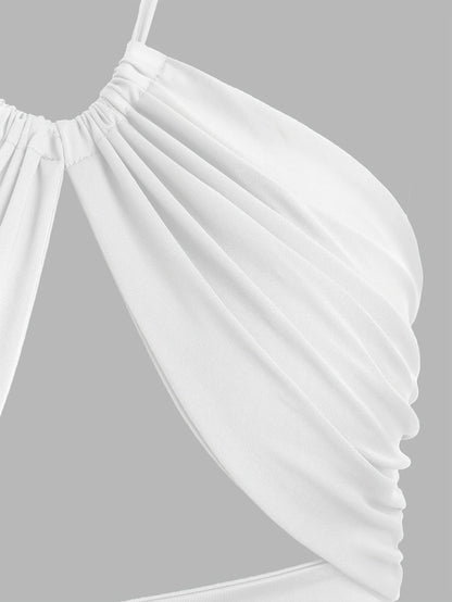 Europe and the United States solid color hanging neck small tube top hollowed out umbilical slim hot girl suspender vest