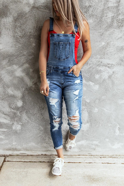 Denim Overalls Women 2023 Ripped Jeans Lady Jumpsuit Elastic Denim One Piece Pants Suspender Trousers Female Rompers Streetwear