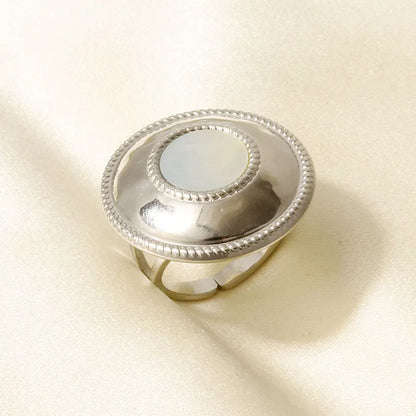 Sea Jewelry Shell Leaf Geometric Round Stainless Steel Rings For Women Men Accessories Open Adjustable Ring Beach Holiday Bagues J935-S-W adjustable