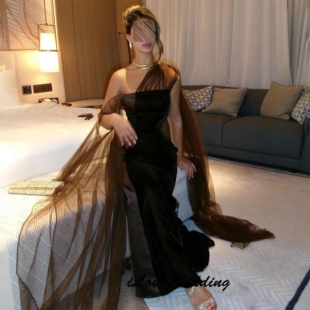 Elegant Evening Dresse One  Shoulder Saudi Arabia Stain Mermaid Backless Wedding Party Dress Robe De Soirée Femme New customsize Badiee Stylez