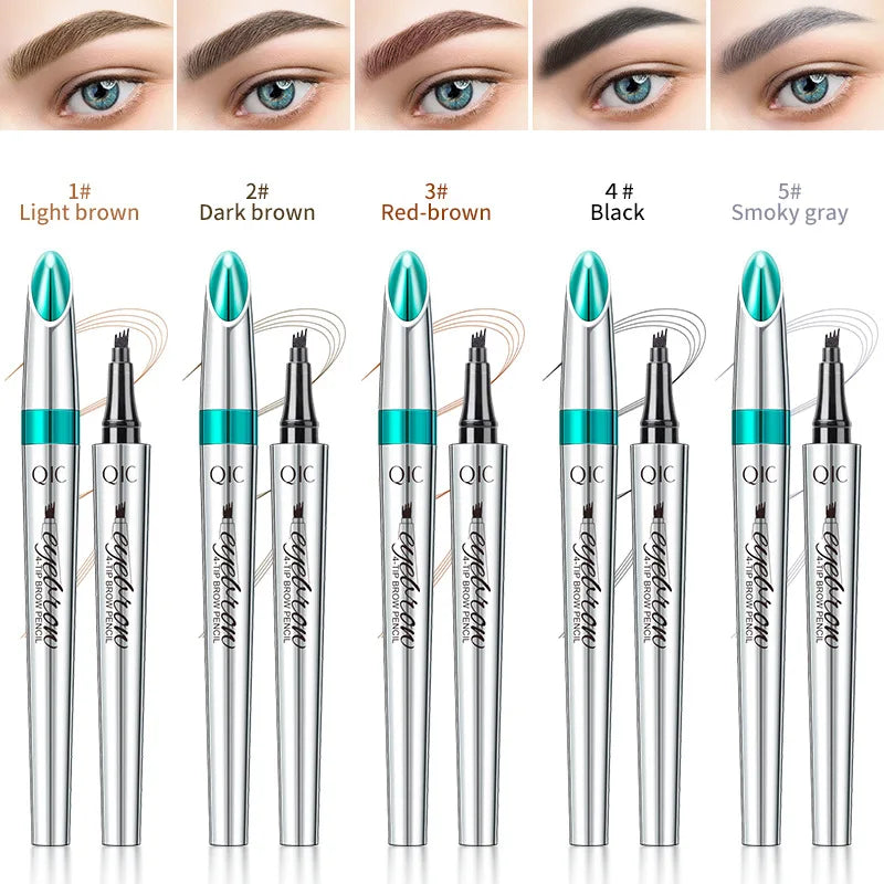 Four-Jaw Ultra-Fine Liquid Eyebrow Pencil 3D Waterproof Tip Tattoo Cosmetic Long Lasting Natural Dark Brown Liquid Eye Brow Pen