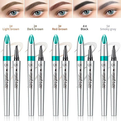 Four-Jaw Ultra-Fine Liquid Eyebrow Pencil 3D Waterproof Tip Tattoo Cosmetic Long Lasting Natural Dark Brown Liquid Eye Brow Pen