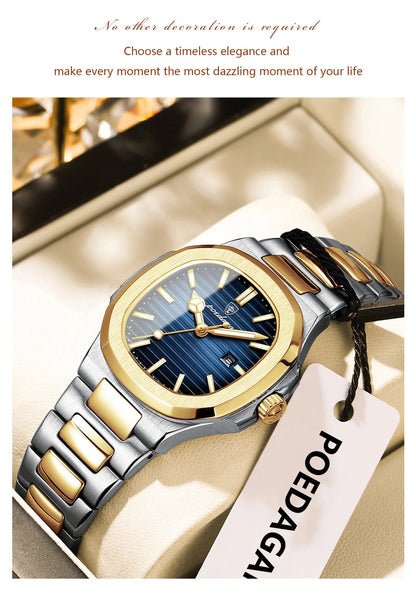 POEDAGAR Trendy Women's Watches Waterproof Luminous Date Ladies Wristwatch Stainless Steel Quartz Fashion Watch For Woman Reloj