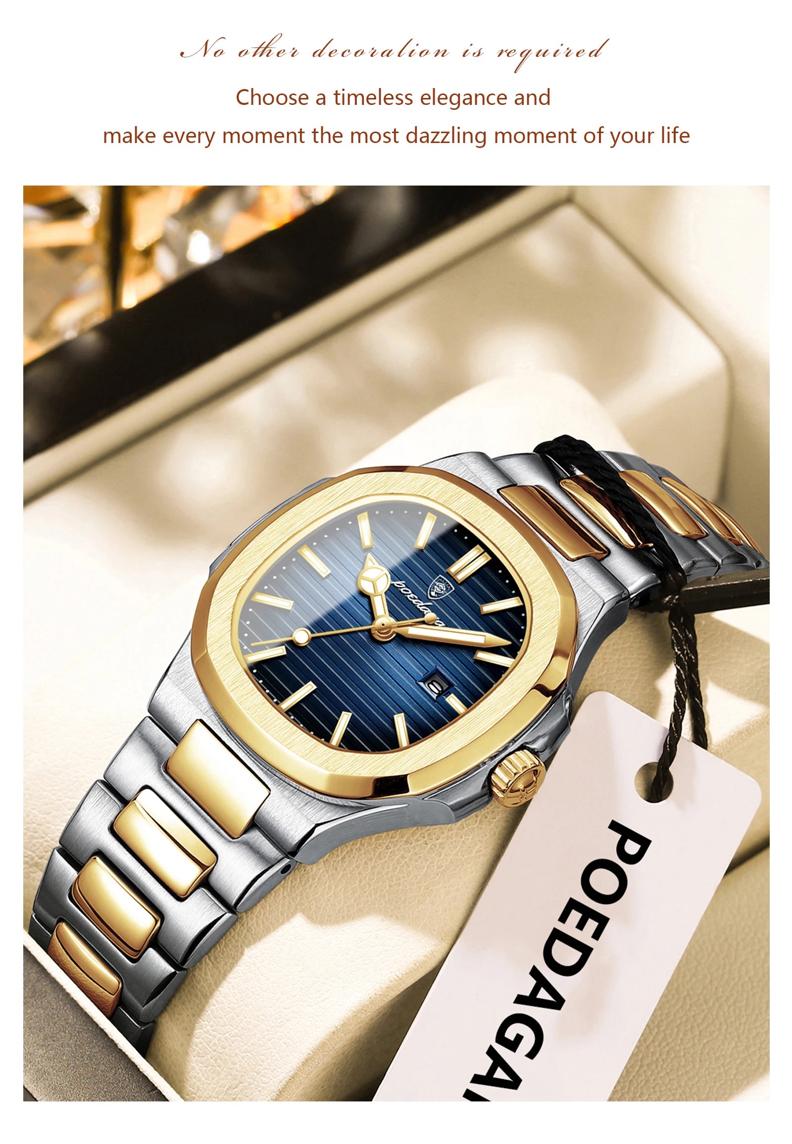 POEDAGAR Original Trendy Women's Watches Waterproof Luminous Date Ladies Wristwatch Stainless Steel Quartz Watch For Woman Reloj