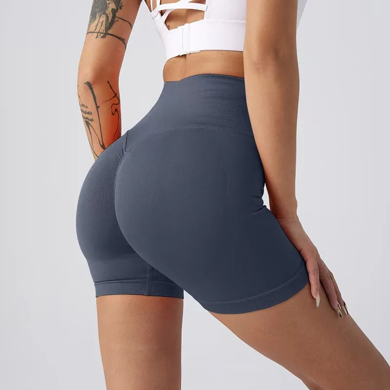 4.5'' Impact Shorts Seamless Low Ribbed Waistband Gym Shorts Scrunch Bum Yoga Shorts Booty High Stretch Running Bike Shorts