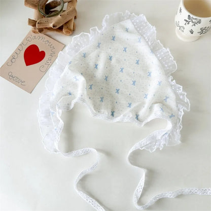 French Pastoral Style Triangle Triangle Headband Fiber Handmade Flower Headscarf Flower Lace Turban Hair Accessories Beach