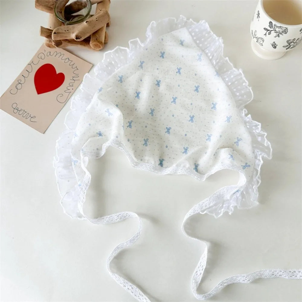 French Pastoral Style Triangle Triangle Headband Fiber Handmade Flower Headscarf Flower Lace Turban Hair Accessories Beach