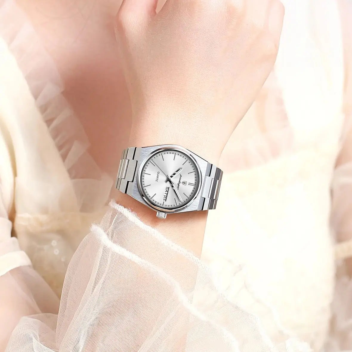 POEDAGAR Original New Woman Watch Stainless Steel Waterproof Luminous Ladies Wristwatch Date Week Elegant Quartz Women's Watches