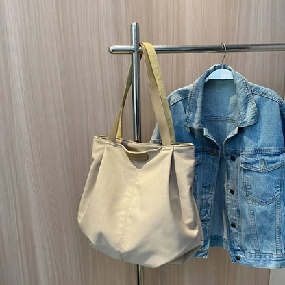 Casual Women's Bag New Large Capacity Canvas Tote Bag Lightweight Women Shoulder Bags Simple Style Female Handbags HJ8396