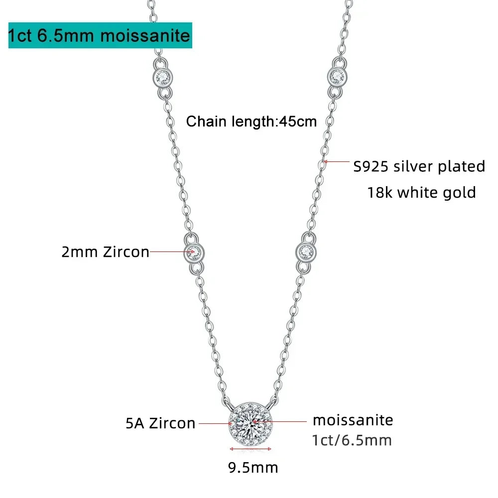 FEOBUR 1-3CT Moissanite Necklace for Women Certified 925 Sterling Silver Sparkling Lab Diamond Pendant Chain Party Jewelry GRA - Badiee Stylez