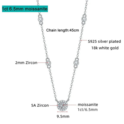 FEOBUR 1-3CT Moissanite Necklace for Women Certified 925 Sterling Silver Sparkling Lab Diamond Pendant Chain Party Jewelry GRA - Badiee Stylez