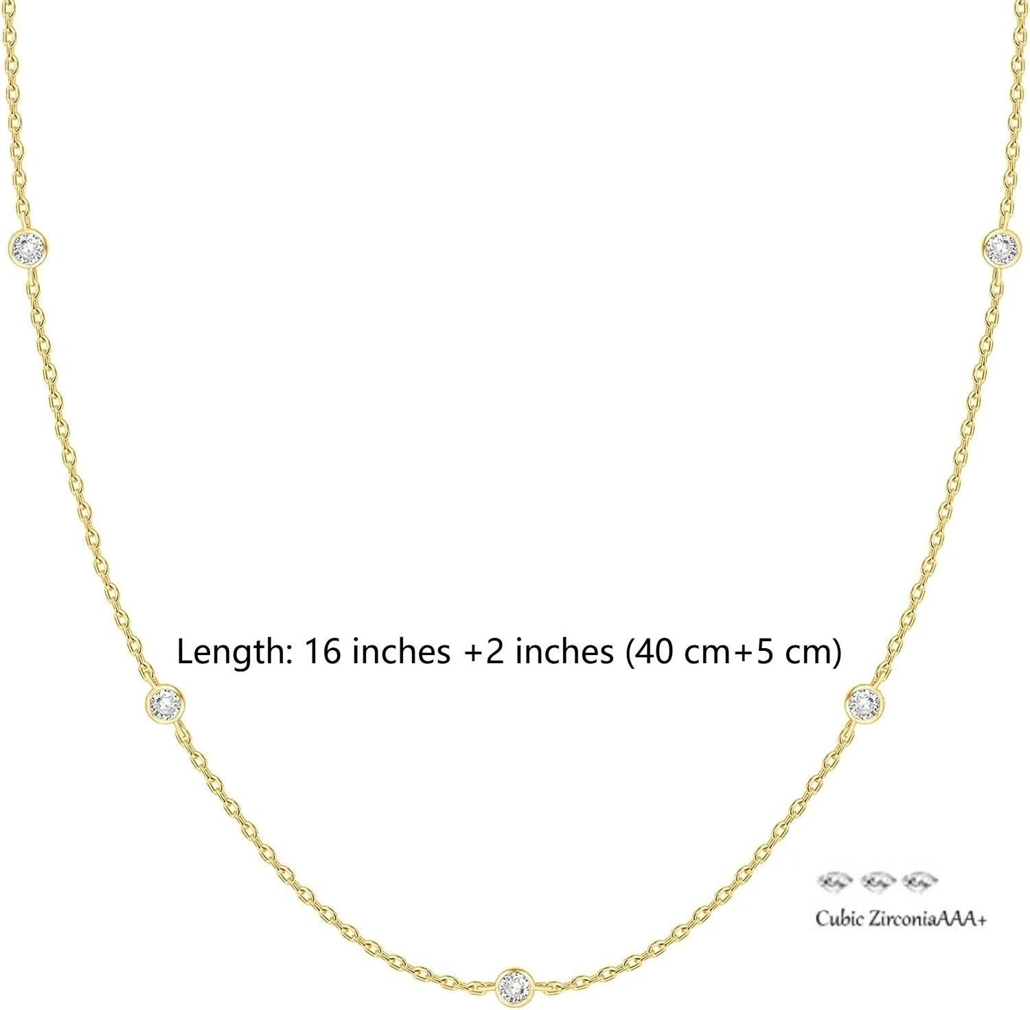 K Gold Plated Station Necklace Silver Plated Diamond Necklace For Women Simulated Diamond Necklaces Gift for Women CZ Chain