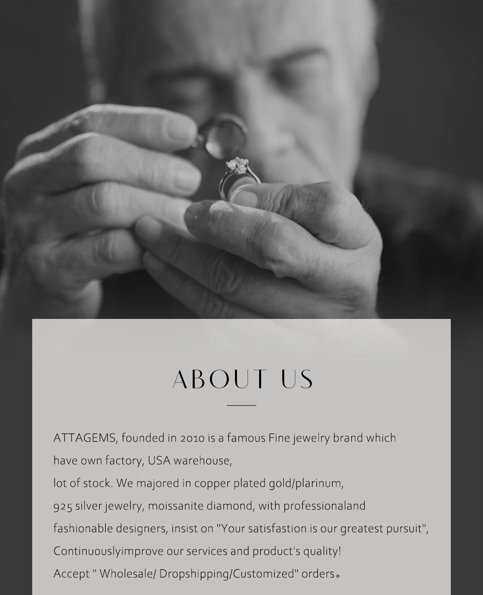 ATTAGEMS Solid 925 Sterling Silver Rings for Women Moissanite Full Eternity Wedding Band Engagement Wedding Ring Fine Jewelry