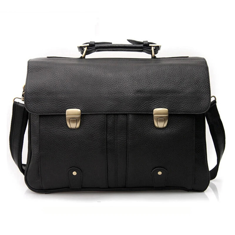 FANCODI Genuine Leather Briefcase men Business Bag Male Portfolio Attache Case Leather 15.6" Laptop Bag Office tote Handbag big