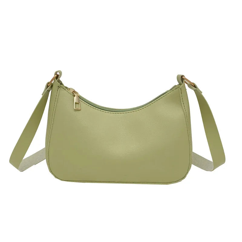 Mini Fashion Female Underarm Shopping Bag Retro Casual Women Totes Shoulder Bags Female Leather Solid Color Handbag for Women green1 (20cm<Max Length<30cm) CN