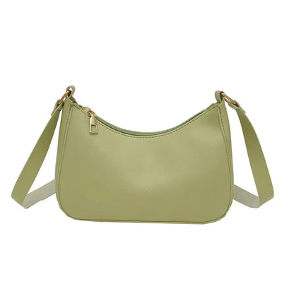 Mini Fashion Female Underarm Shopping Bag Retro Casual Women Totes Shoulder Bags Female Leather Solid Color Handbag for Women green1 (20cm<Max Length<30cm) CN