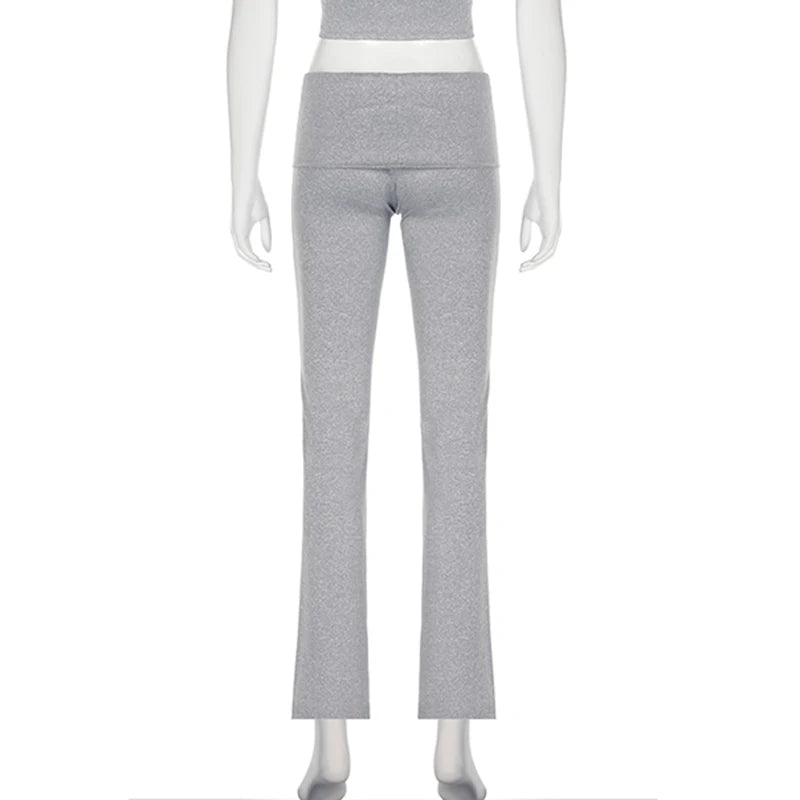 Cuteandpsycho Solid Chic Casual Straight Pants Basic Streetwear 2000s Y2K Trousers for Women Fashion Korean Harajuku Bottoms