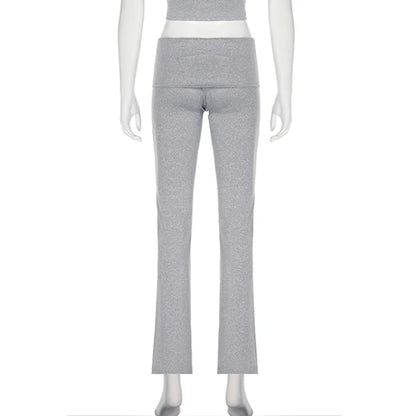 Cuteandpsycho Solid Chic Casual Straight Pants Basic Streetwear 2000s Y2K Trousers for Women Fashion Korean Harajuku Bottoms