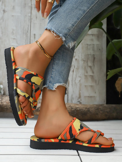 2025 Summer Women Slippers Platform Sandals Fashion Open Toe Shoes Slip on Colorful Beach Shoe Ethnic Style Lightweight Slippers
