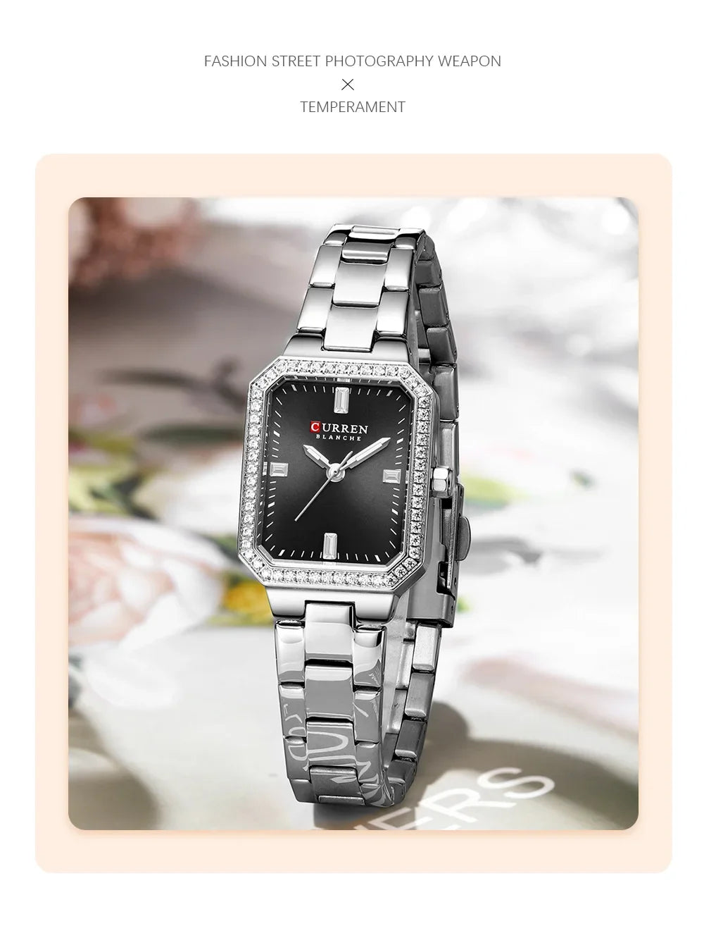 CURREN Women Watch Quartz Watch for Ladies Simple Elegant Dress Wristwatch Stainless Steel Bracelet