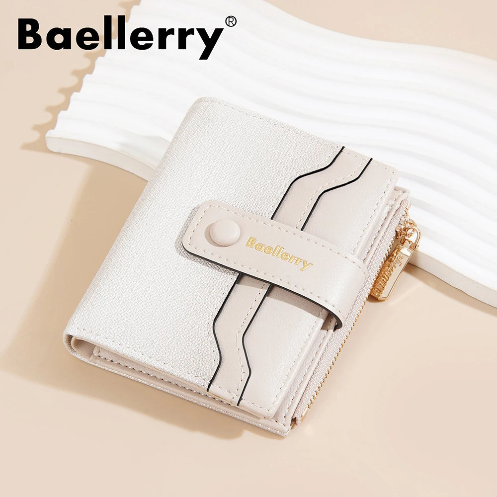 Baellerry High Quality Women Wallets New Simple Short Card Holde Brand Female Purse Photo Holder Coin Pocket Zipper Women Wallet