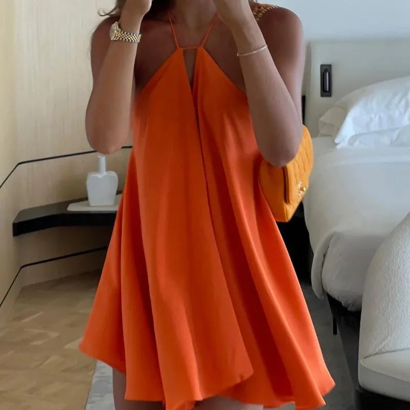 Women Sexy Halter Layered Ruffles Mini Dress Fashion Off Shoulder Backless A Line Vestidos Spring Summer Chic Lady Short Dresses