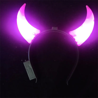 1 Pcs Unique Party Accessories Festive LED Headbands Halloween Party Headwear Glowing Devil Headwear LED Devil Horns Headband Pink 20.5 X20cm China