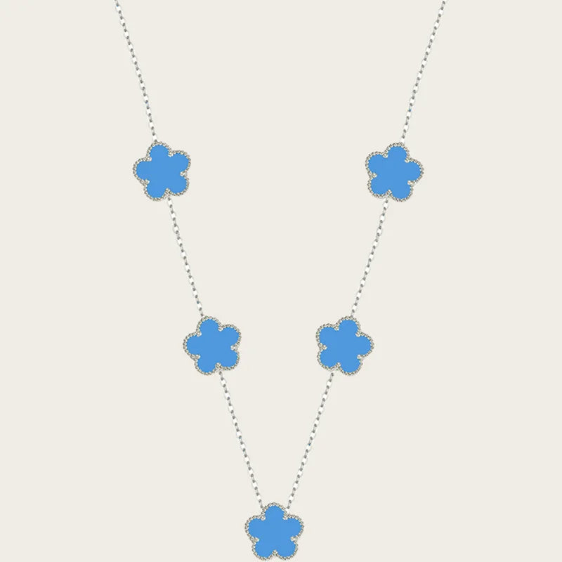 Stainless Steel Sets Earrings Necklace Bracelet Christmas Birthday Gifts Gold Plated Women's Double Sided Flower Elegant Fashion