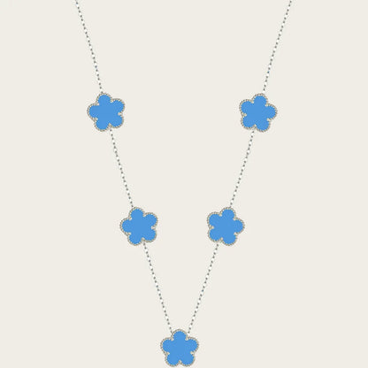 Stainless Steel Sets Earrings Necklace Bracelet Christmas Birthday Gifts Gold Plated Women's Double Sided Flower Elegant Fashion