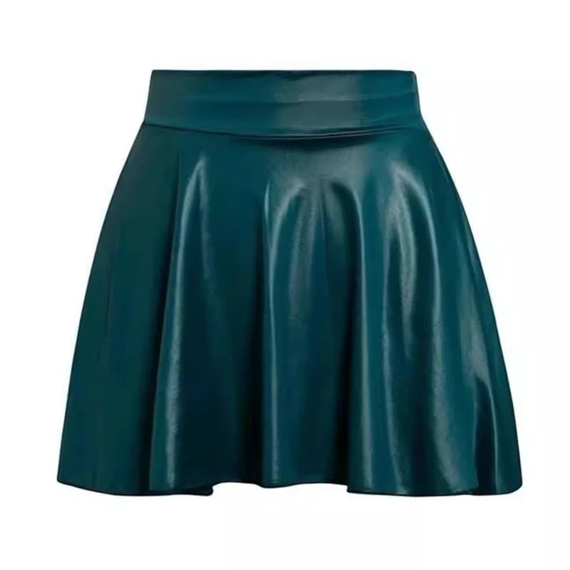 Multipurpose Elastic Mini Short Skirt Women Faux Leather Skirts High Waist For Skater Work Nightclub Badiee Stylez