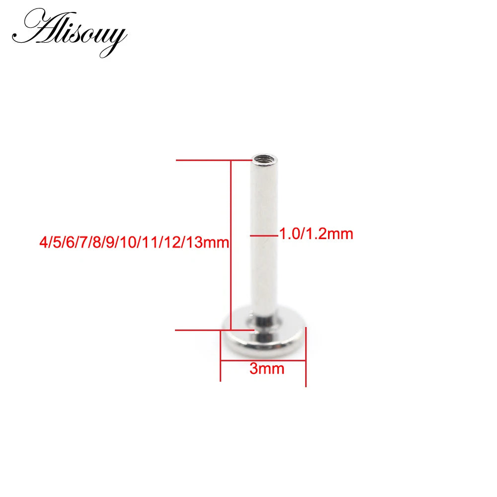 Alisouy 1PC G23 Titanium Internally Threaded Labret Shaft Lip Replacement Flat Bar Ear Tragus Stud Earring Body Piercing Jewelry B 3mm