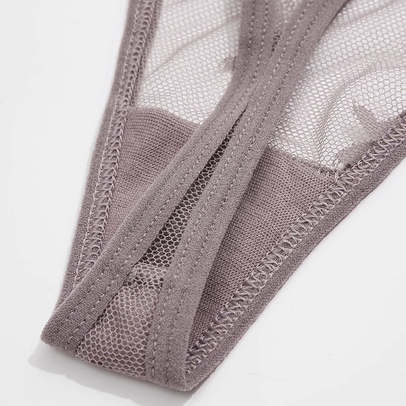 S-XL Sexy G String Thong Mesh Perspective Women Panties Low Waist Female Underpants Solid Color T-back Underwear Thongs Women