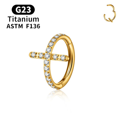 F136 G23 Titanium Nose Ring 16G Hinged Segment CZ Septum Clicke Daith Earrings Hoops Ear Cartilage Tragus Helix Piercing Jewelry Gold Color 9 CHINA